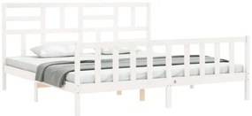 Cama sem colchão 200x200 cm madeira de pinho maciça branco