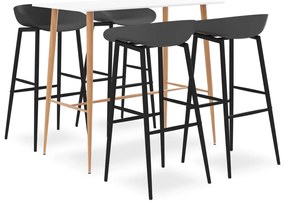 vidaXL 5 pcs conjunto de bar branco e cinzento