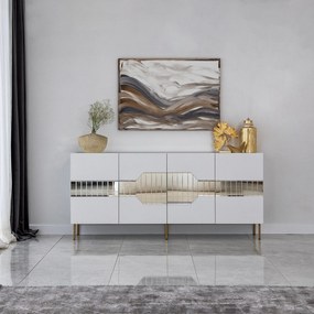 Console Milan – Branco/Dourado – 180 x 80 x 40 cm