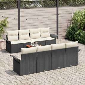 Conjunto de sofá de jardim de 9 peças da com almofadas em rattan preto