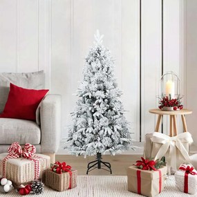 vidaXL Árvore de Natal Artificial Articulada Nevado Flocked Branco