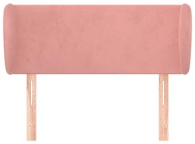 Cabeceira de cama c/ abas veludo 93x23x78/88 cm rosa