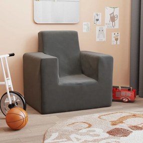 vidaXL Sofá infantil pelúcia macia antracite