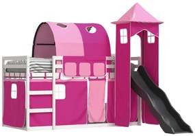Beliche com escorrega e cortinas 90x190 cm rosa