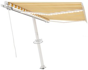 Toldo retrátil manual com LED 300x250 cm amarelo e branco