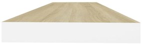 Prateleira parede suspensa 80x23,5x3,8 cm MDF carvalho e branco