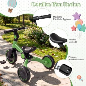 Bicicleta Infantil 5 em 1, 66 x 48,5 x 51,5 cm, Dobrável, Verde