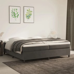 3121139 vidaXL Estrutura de cama com molas 200x200 cm veludo cinzento-escuro