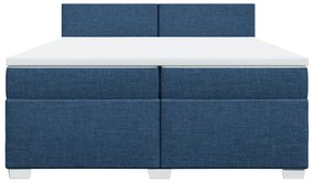 Cama com molas/colchão 200x200 cm tecido azul
