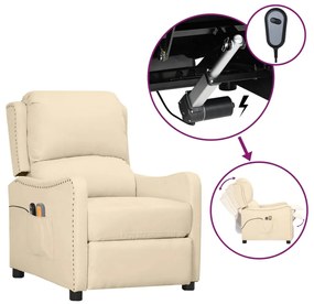 vidaXL Poltrona elevatória de massagens elétrica tecido creme
