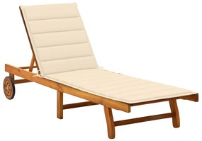 vidaXL Espreguiçadeira de jardim com almofadão madeira acácia maciça