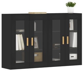 Móveis de parede 2 pcs derivados de madeira preto