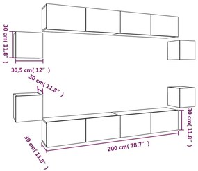 Conjunto móveis de TV 8 pcs madeira processada sonoma cinza
