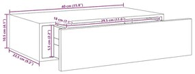 Prateleira de parede com gaveta MDF 40x23,5x10 cm cor carvalho