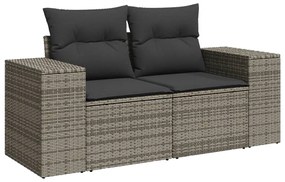 6 pcs conjunto sofás de jardim com almofadões vime cinzento