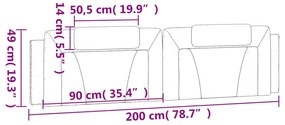 Almofadão de cabeceira 200 cm couro artificial castanho