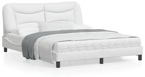 vidaXL Estrutura cama c/ cabeceira 160x200 cm couro artificial branco