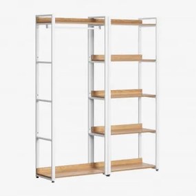 Armário Modular Aberto De 2 Peças Com Cabideiro E Prateleira Em Aço E Mdf Ariaster Natural - Sklum