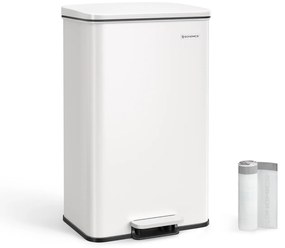Lixeira 40L pedal aço + 15 sacos, branca