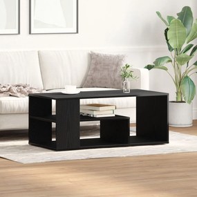 Mesa de Centro vidaXL Preto Carvalho 100x50x40 cm Madeira de Engenhari