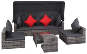 vidaXL 7 pcs conjunto lounge de jardim c/ almofadões vime PE cinzento