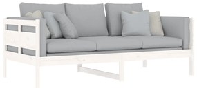 Sofá-cama 90x190 cm madeira de pinho maciça branco