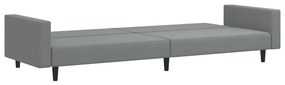 Sofá-cama de 2 lugares veludo cinzento-claro