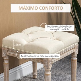 Banco Vintage com Assento Capitonê Sorrento – 40x40x43 cm – Bege – Pés