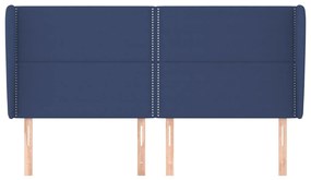 Cabeceira de cama c/ abas tecido 183x23x118/128 cm azul