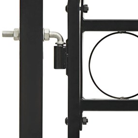 Portão p/ cerca porta dupla e topo arqueado 300x125cm aço preto