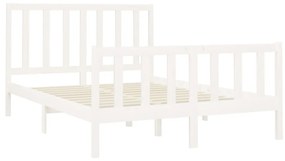 Estrutura de cama 140x200 cm madeira de pinho maciça branco