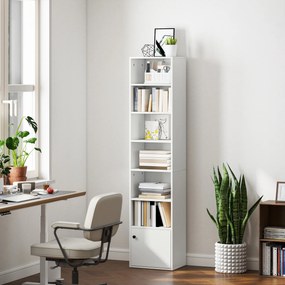 Estante de 7 Níveis Estante para Livros com Prateleiras Ajustáveis e Armário Estante Moderna 40x30x180 cm Branco