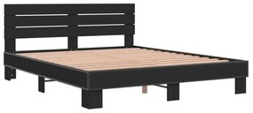 Estrutura de cama 160x200 cm derivados de madeira/metal preto
