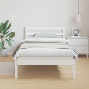 Estrutura de Cama com Cabeceira Branca 80x210 cm Madeira Maciça de Pin