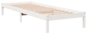 Cama extra longa sem colchão 90x220 cm pinho maciço branco