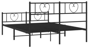 Estrutura de cama com cabeceira e pés 140x190 cm metal preto