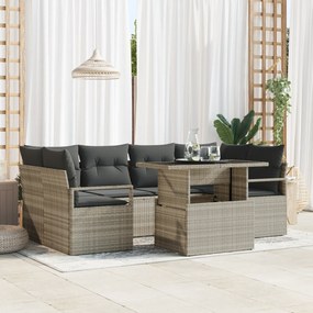 Conjunto de Sofá para Jardim vidaXL de 7 Peças com Almofadas Cinzento