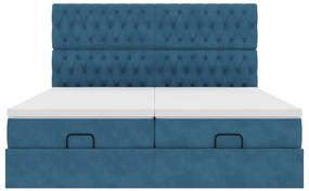 Estrutura cama otomana colchões 180x200 cm veludo azul escuro