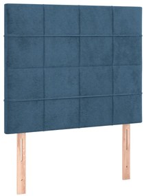 Cama com molas/colchão 100x200 cm veludo azul-escuro