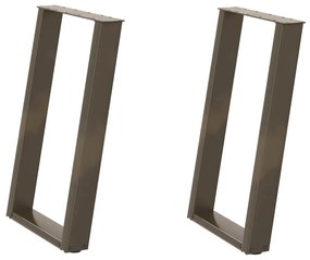 Pés para mesa de jantar em formato de U, 2 peças, aço natural, 50x(72-