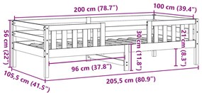 Cama sem colchão 100x200 cm pinho maciço castanho-mel