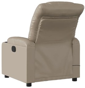 Poltrona massagens reclinável elétrica couro artif. cappuccino