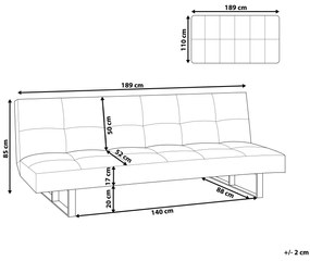 Sofá-cama de 3 lugares em pele sintética castanha 189 cm DERBY Beliani