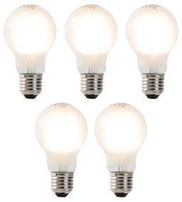 Conjunto de 5 lâmpadas de filamento LED E27 A60 vidro fosco 4W 320 lm 2700K