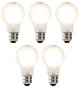 Conjunto de 5 Lâmpadas LED Filamento E27 A60 Vidro Fosco 4W 450lm 2700K