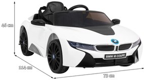 Carro elétrico para Crianças 12V BMW I8 LIFT Rodas de EVA, Assento de couro Branco