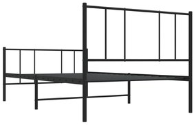 Estrutura de cama com cabeceira e pés 100x200 cm metal preto