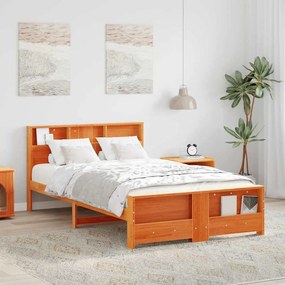 vidaXL Estrutura da Cama com cabeceira Castanho-mel 140 x 190 cm