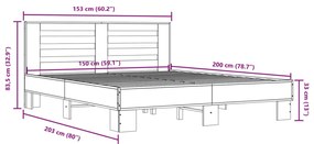 Estrutura de cama 150x200 cm derivados madeira/metal