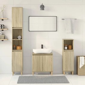 vidaXL 3 pcs conj. móveis casa banho derivados madeira carvalho sonoma